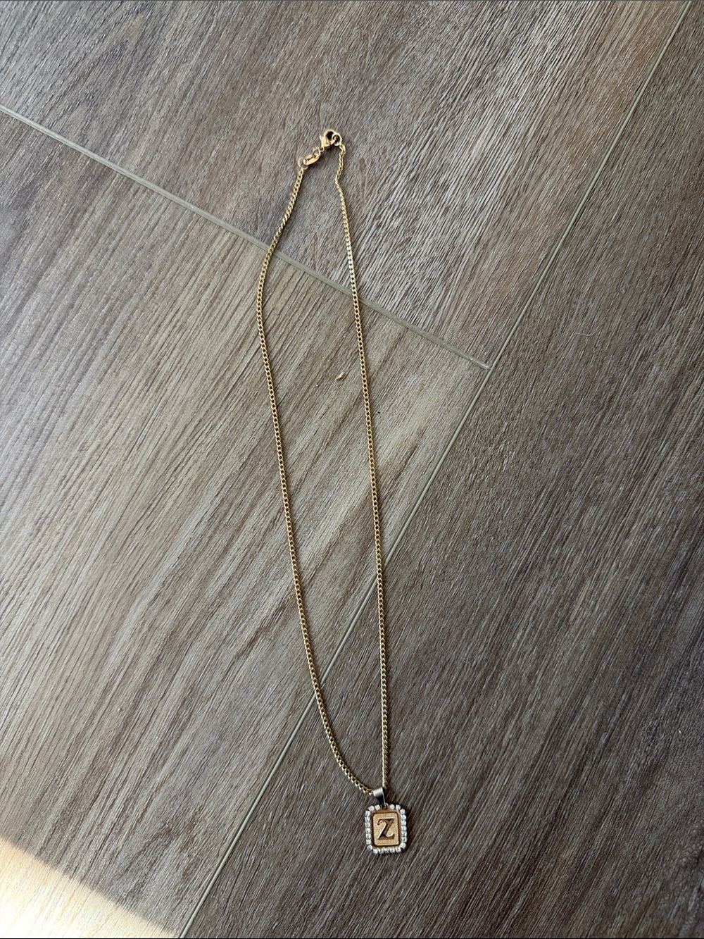 Anthropologie Gold 'Z' Square Pendant Necklace
